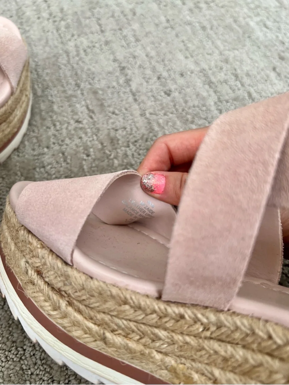 Marc Fisher Pink Suede Espadrille Platform Sandals